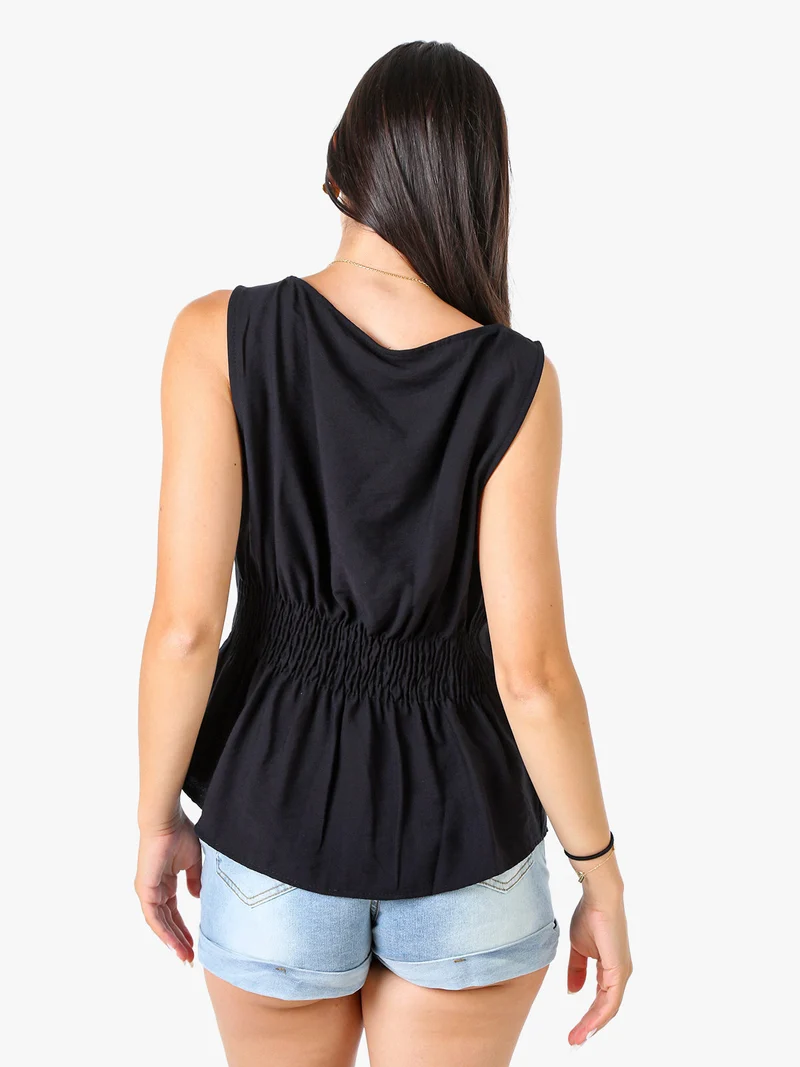 Top smanicato da donna in viscosa - nero