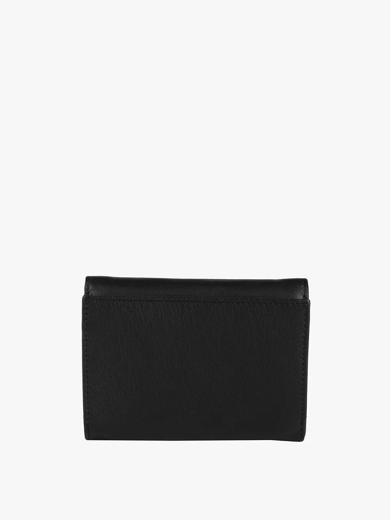 Portafoglio in pelle da donna con portamonete esterno - nero