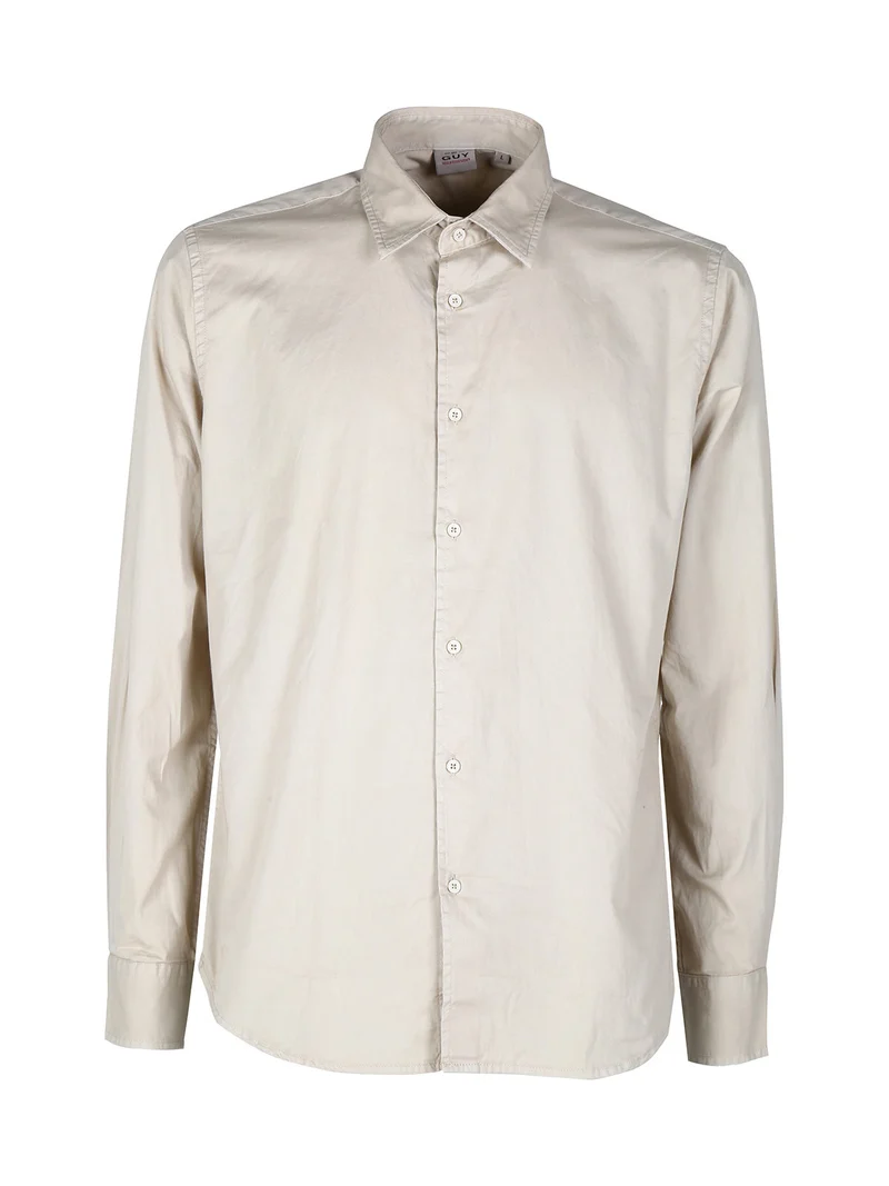 Camicia da uomo in cotone a maniche lunghe - sabbia