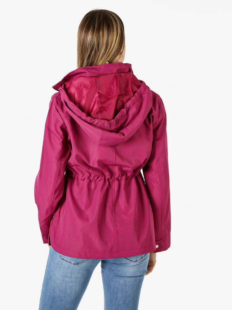 Giacca leggera da donna con cappuccio e zip - porpora