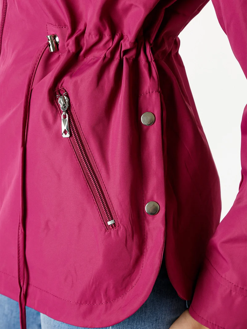 Giacca leggera da donna con cappuccio e zip - porpora