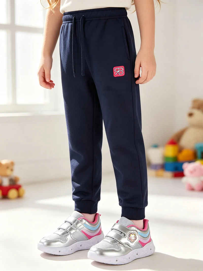 Pantaloni sportivi da ragazza felpati - blu scuro