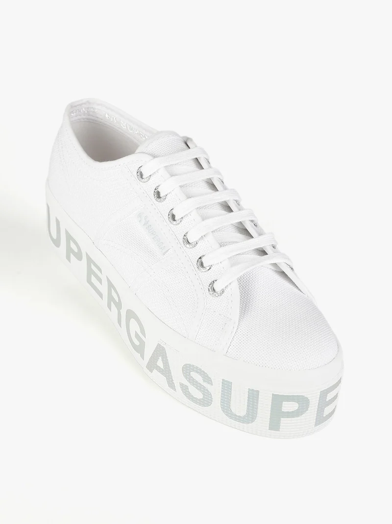 2790 PLATFORM LETTERING Sneakers donna in tela con platform - bianco