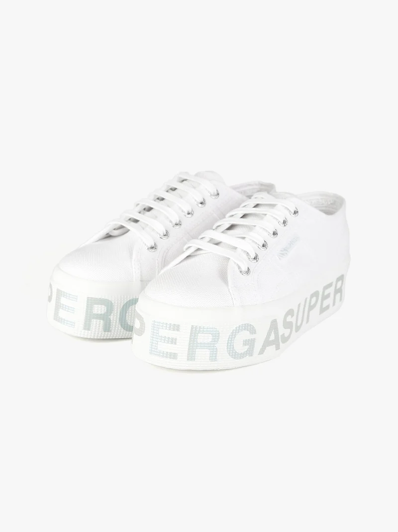 2790 PLATFORM LETTERING Sneakers donna in tela con platform - bianco
