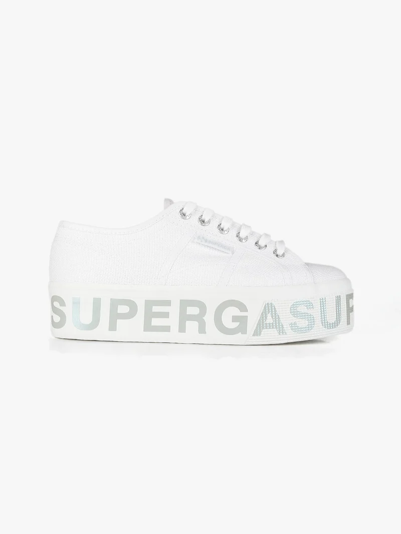 2790 PLATFORM LETTERING Sneakers donna in tela con platform - bianco