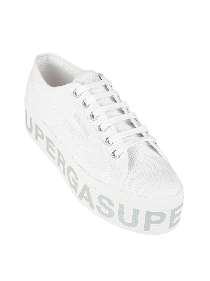 2790 PLATFORM LETTERING Sneakers donna in tela con platform - bianco