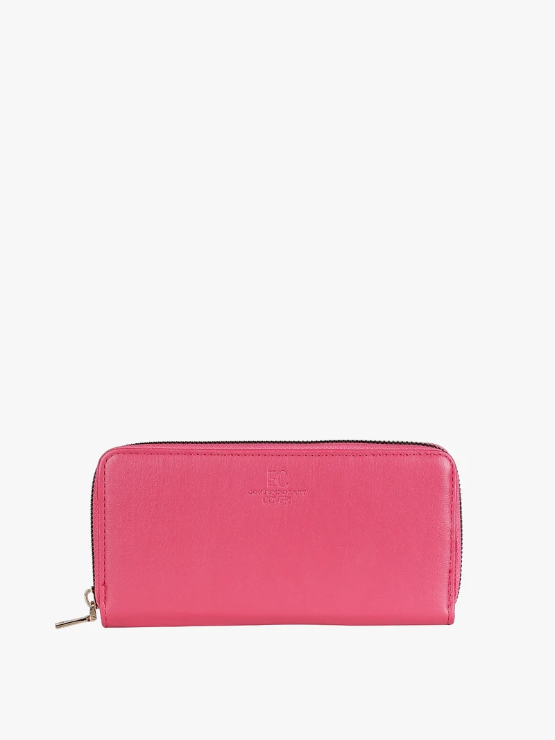 Portafoglio donna rettangolare con cerniera - fucsia