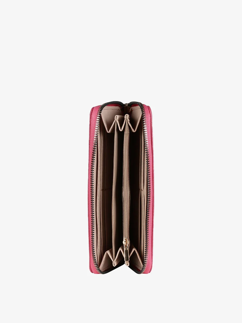 Portafoglio donna rettangolare con cerniera - fucsia