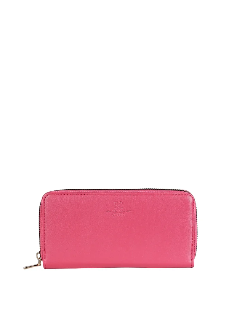 Portafoglio donna rettangolare con cerniera - fucsia