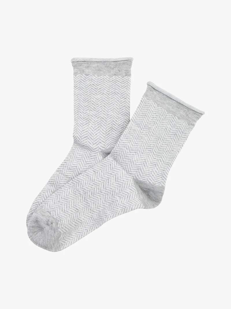 Calze corte da donna con stampa spigata e lurex - perla