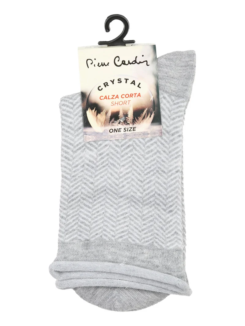 Calze corte da donna con stampa spigata e lurex - perla