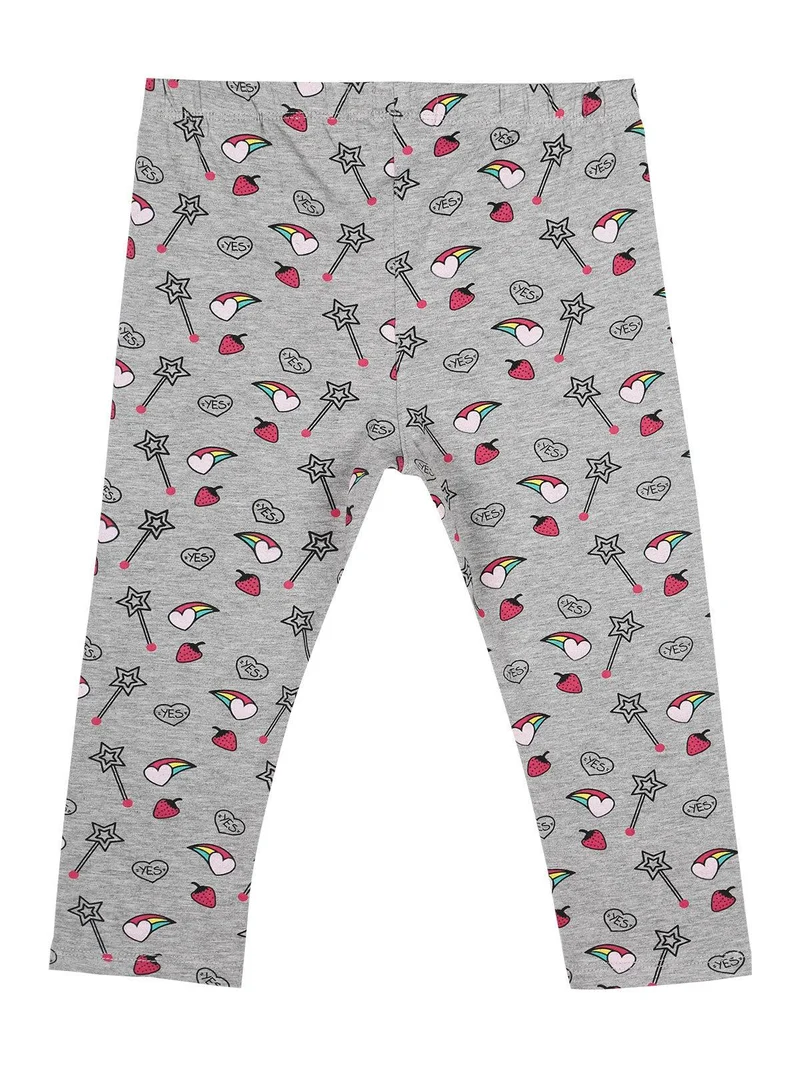 Leggings 3/4 con disegni - grigio