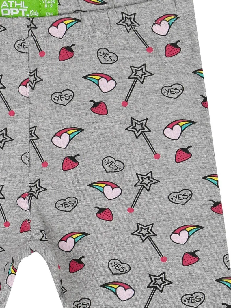 Leggings 3/4 con disegni - grigio