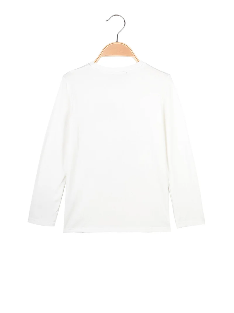 Maglia a maniche lunghe da bambino con stampa disegno - bianco