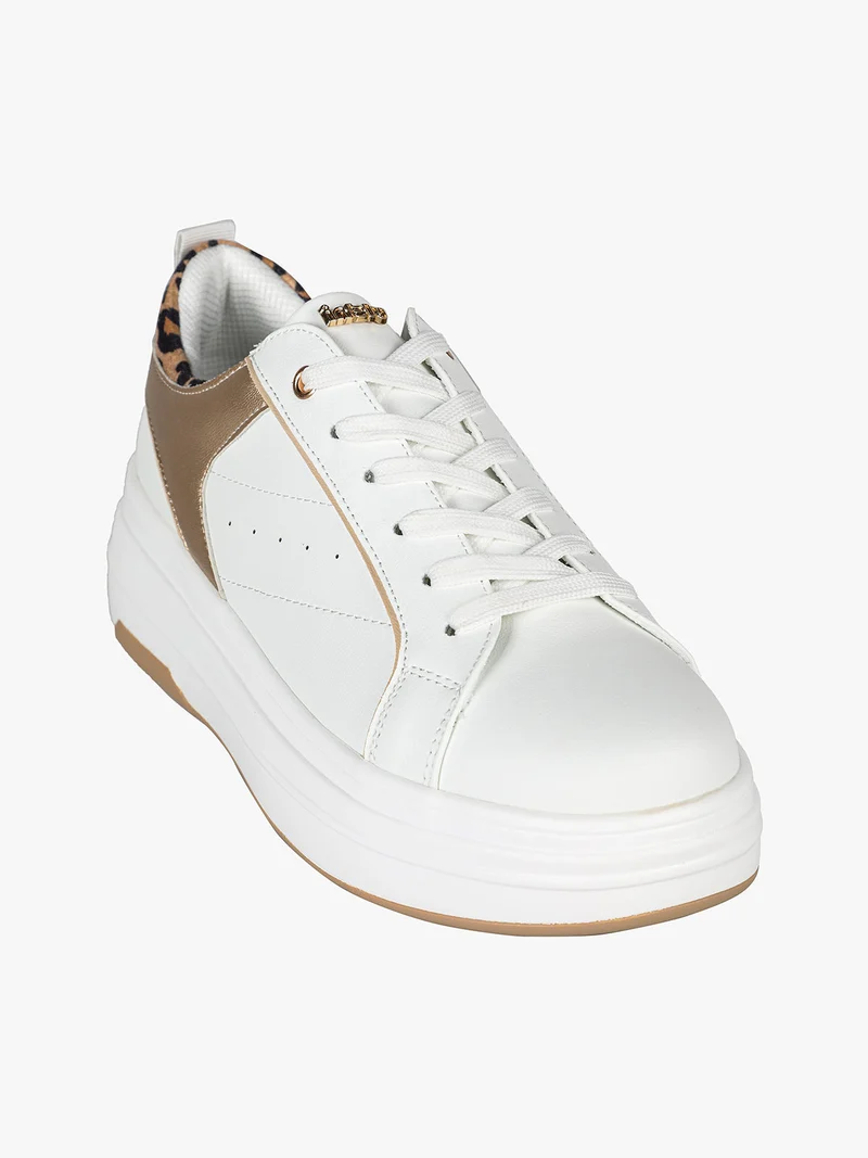 Sneakers donna stringate con platform - bianco