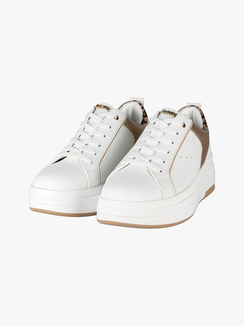 Sneakers donna stringate con platform - bianco