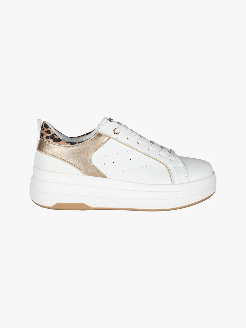 Sneakers donna stringate con platform - bianco