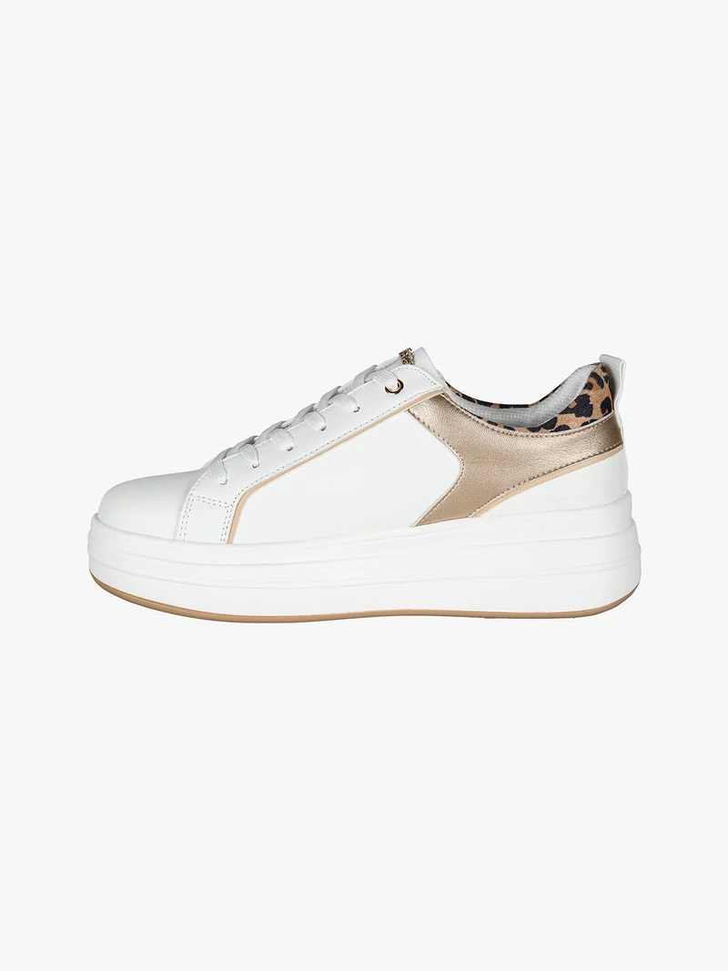 Sneakers donna stringate con platform - bianco