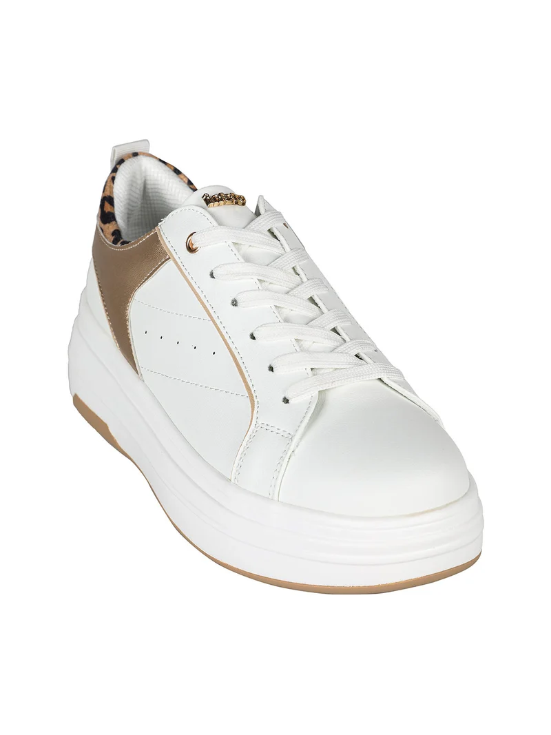 Sneakers donna stringate con platform - bianco
