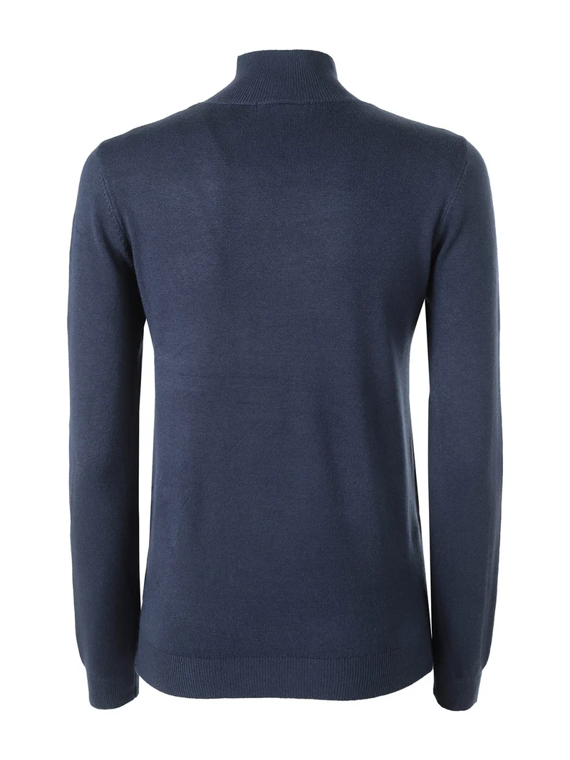 Pullover donna in maglia a lupetto - blu scuro