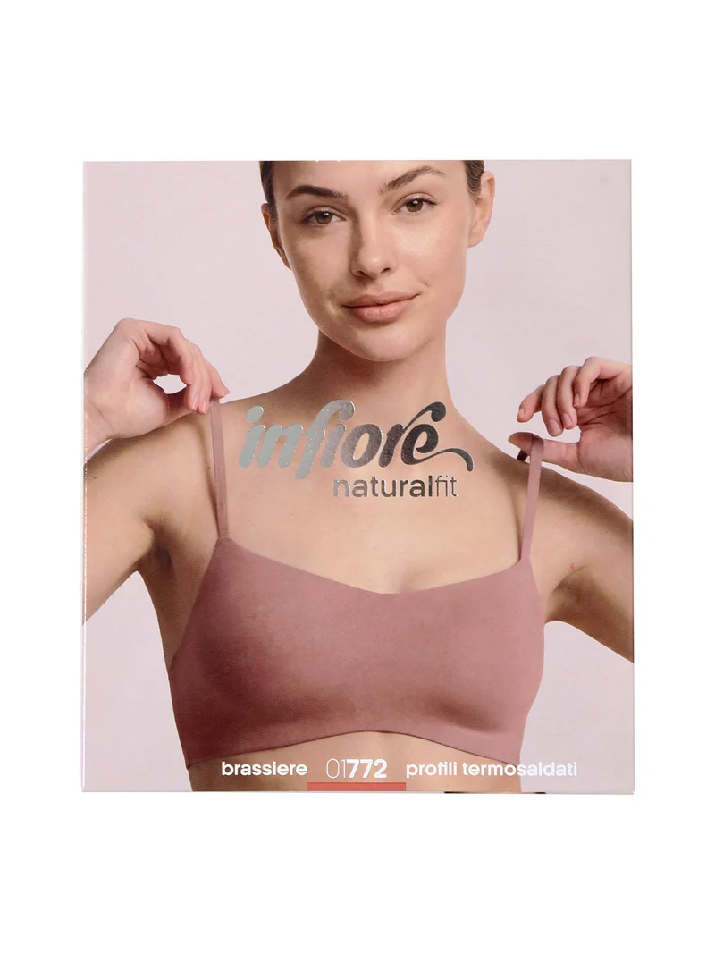 Brassiere in cotone con profili termosaldati COPPA B - sabbia