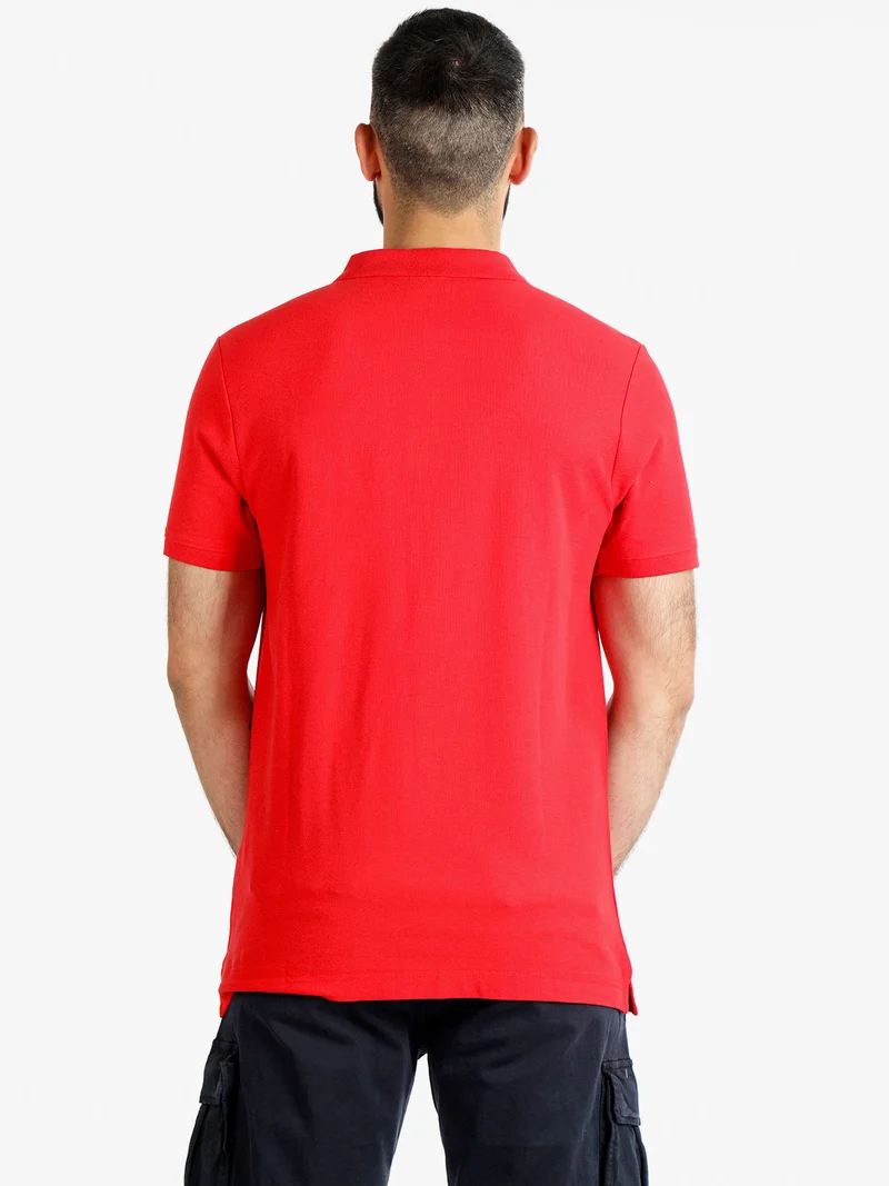 Polo in cotone da uomo manica corta - rosso