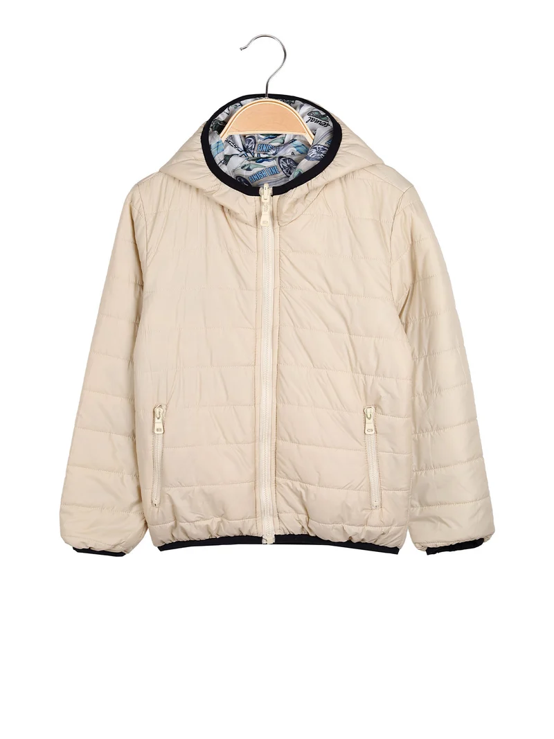 Giubbino 100 grammi da ragazzo reversibile con cappuccio e zip - beige
