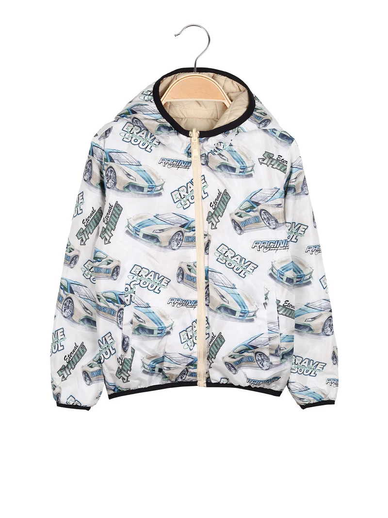 Giubbino 100 grammi da ragazzo reversibile con cappuccio e zip - beige