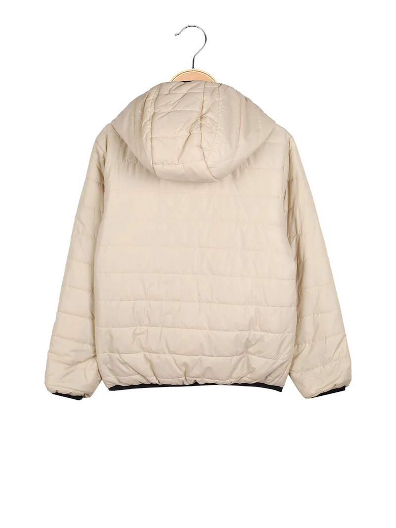Giubbino 100 grammi da ragazzo reversibile con cappuccio e zip - beige