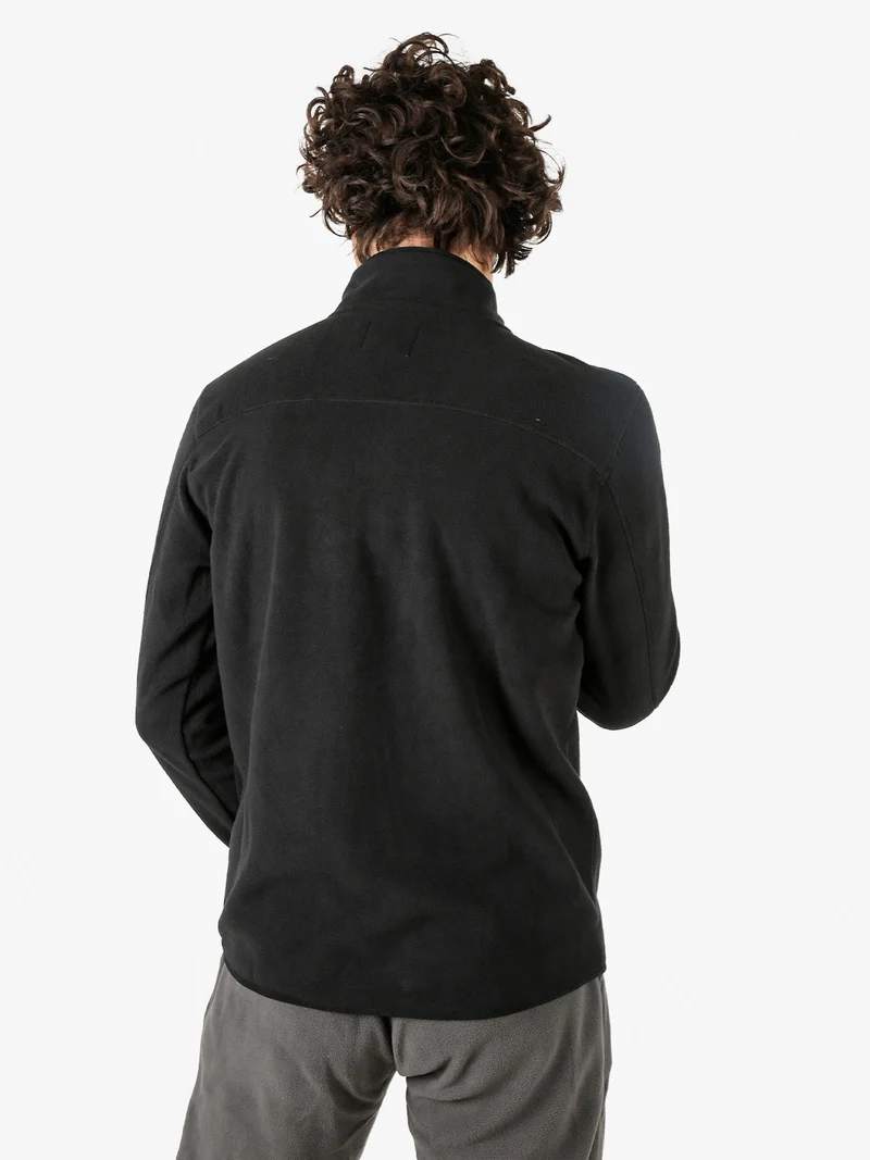 Felpa da uomo mezza zip in micropile con bordi a contrasto - nero