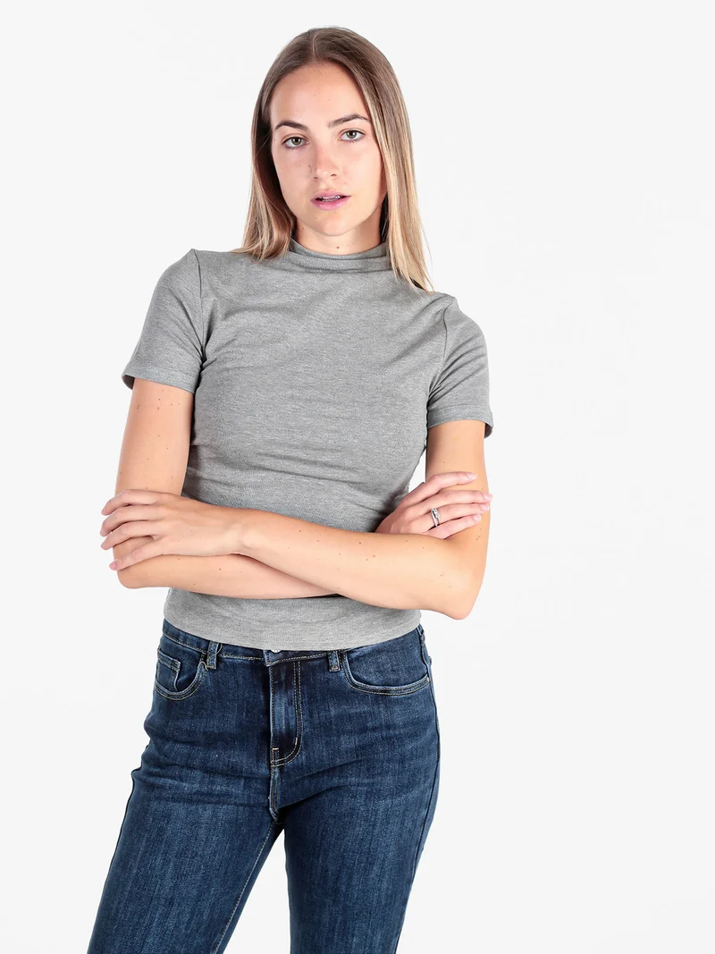 T-shirt donna accollata - grigio