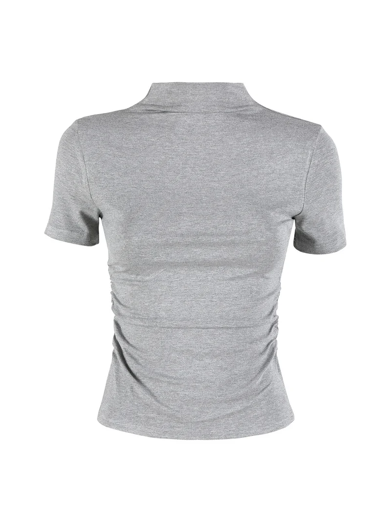 T-shirt donna accollata - grigio