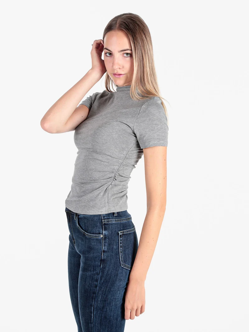 T-shirt donna accollata - grigio