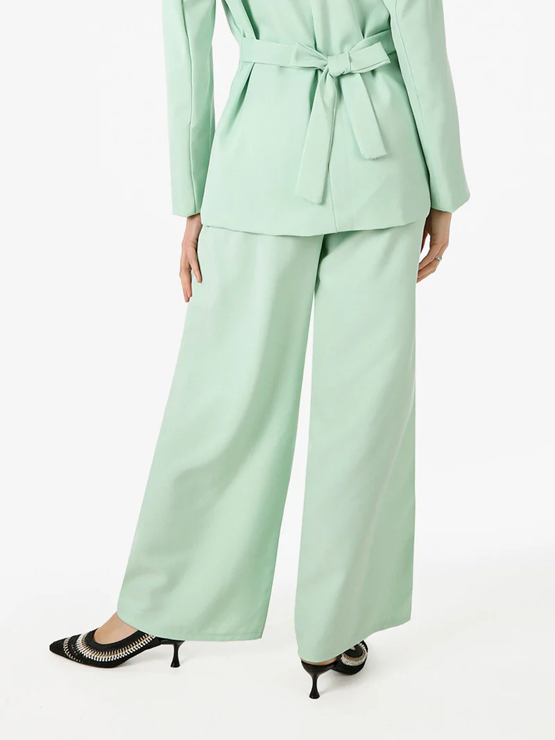 Pantaloni da donna a gamba larga e dritta - acqua marina