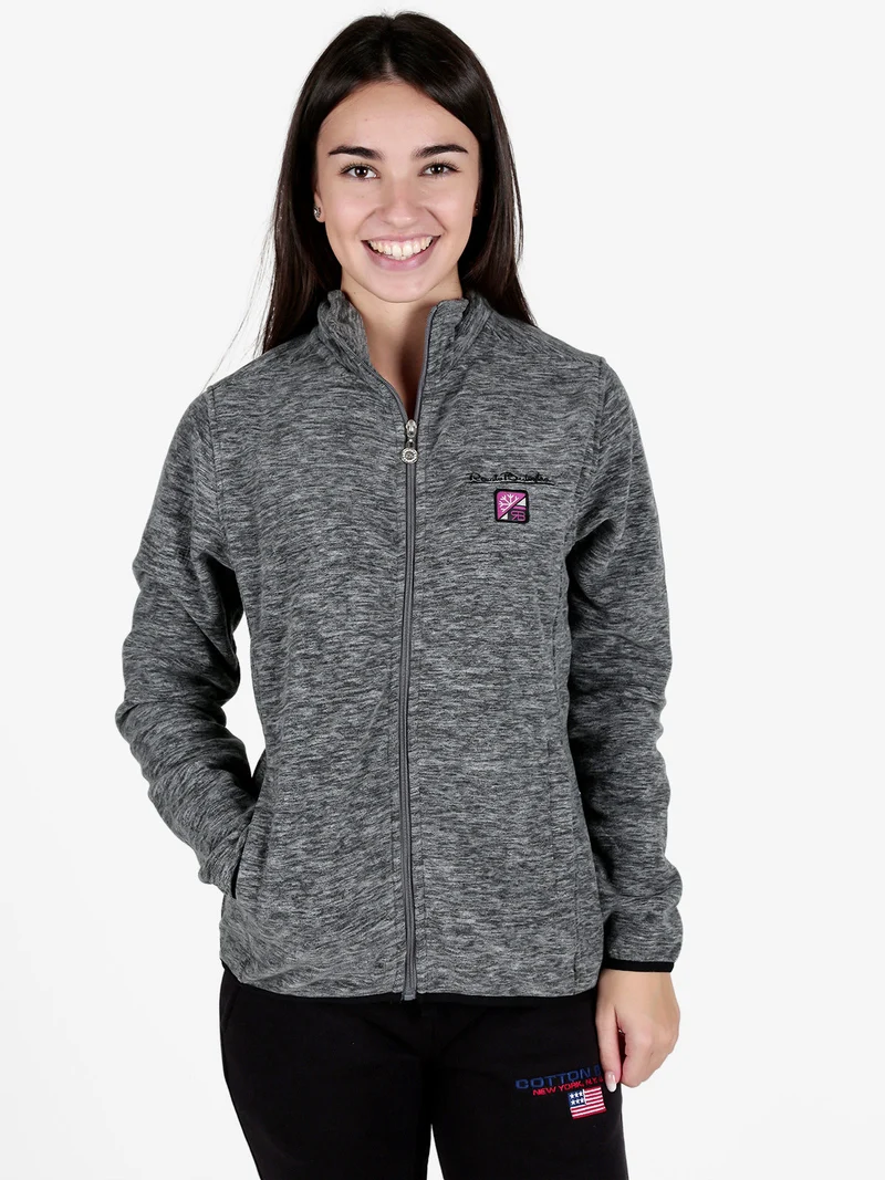 Felpa donna in pile con zip - grigio scuro