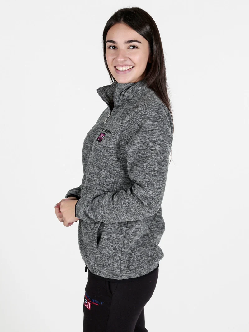 Felpa donna in pile con zip - grigio scuro