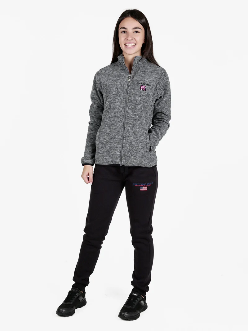 Felpa donna in pile con zip - grigio scuro