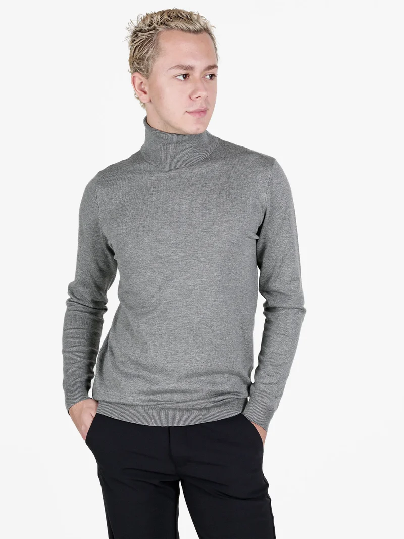 Maglia dolcevita da uomo - grigio