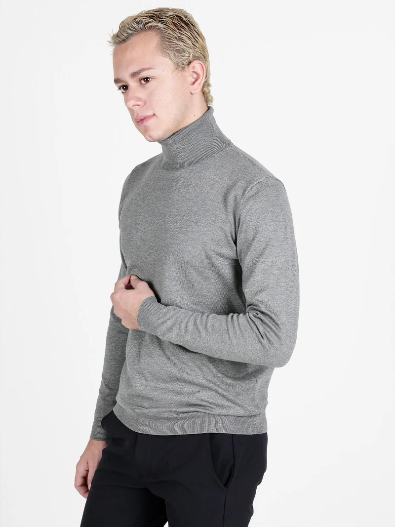 Maglia dolcevita da uomo - grigio