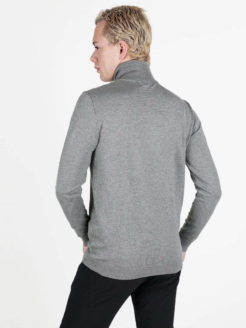 Maglia dolcevita da uomo - grigio