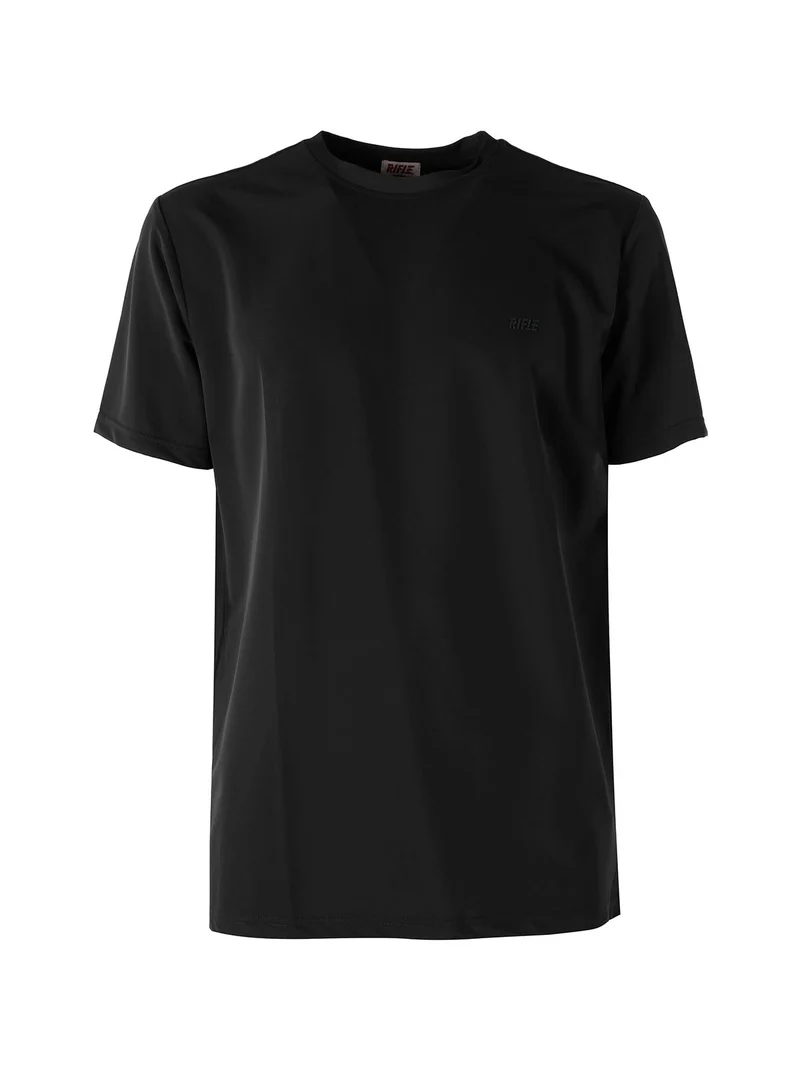 T-shirt girocollo da uomo in tessuto tecnico - nero