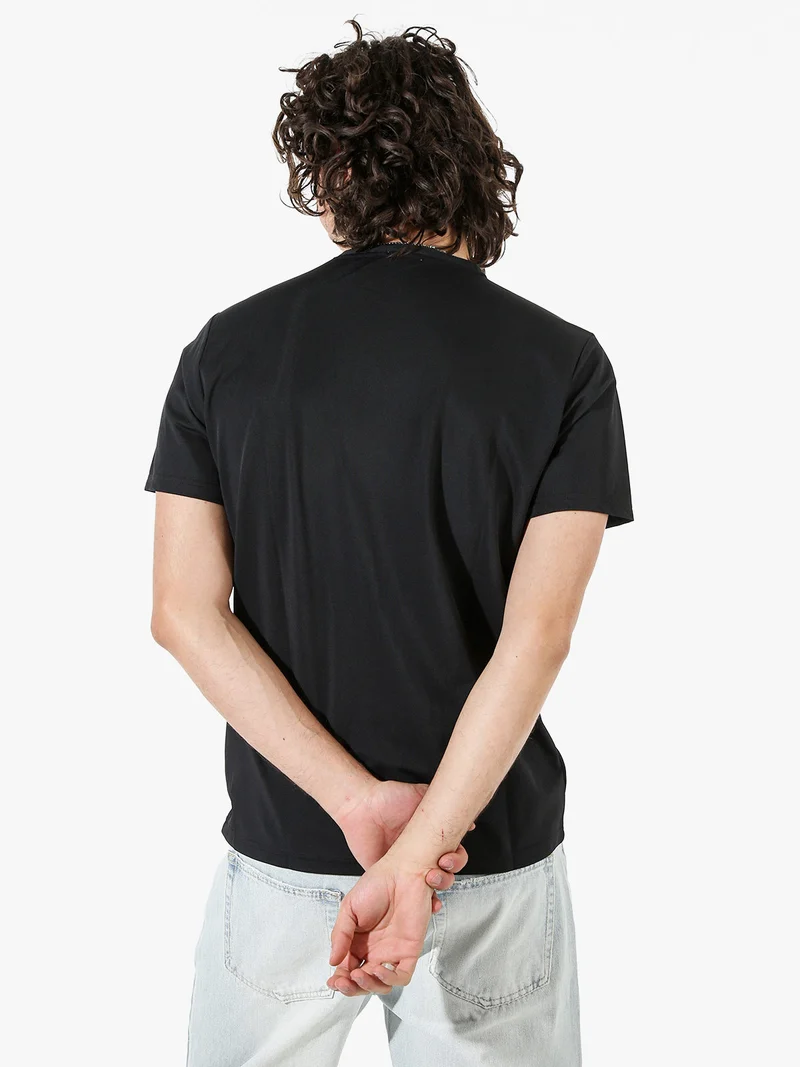 T-shirt girocollo da uomo in tessuto tecnico - nero