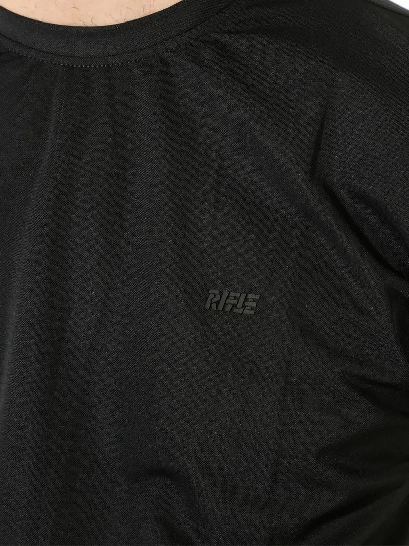 T-shirt girocollo da uomo in tessuto tecnico - nero