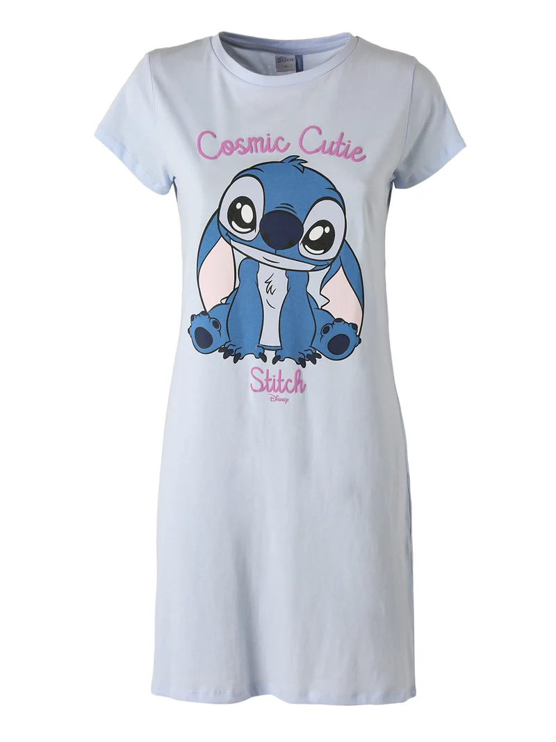 Stitch camicia da notte da donna maniche corte con stampe - azzurro