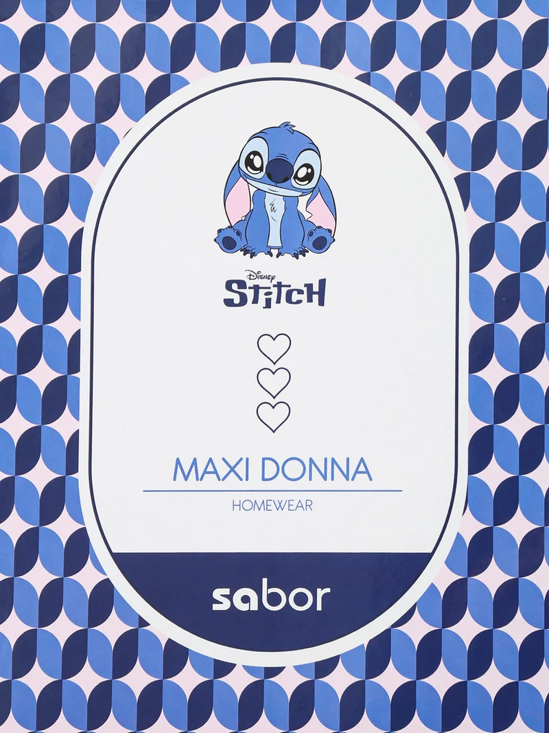 Stitch camicia da notte da donna maniche corte con stampe - azzurro