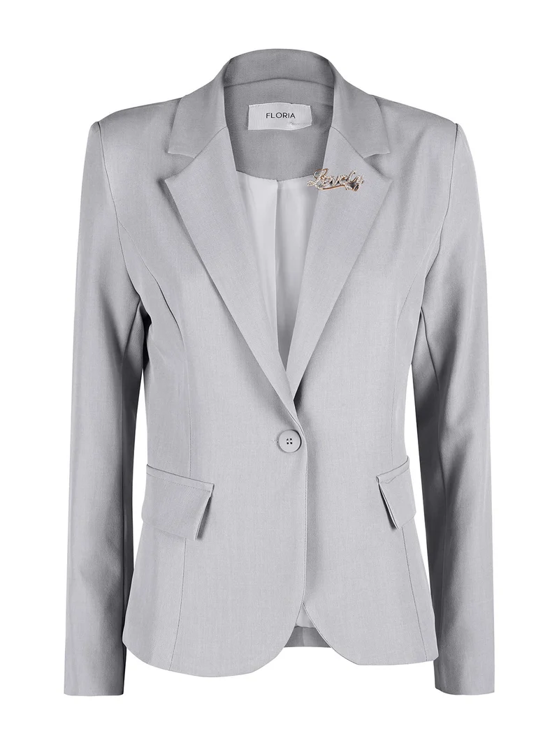 Blazer donna classico con spilla di strass - grigio