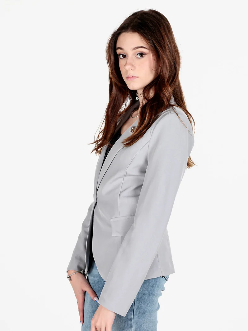 Blazer donna classico con spilla di strass - grigio