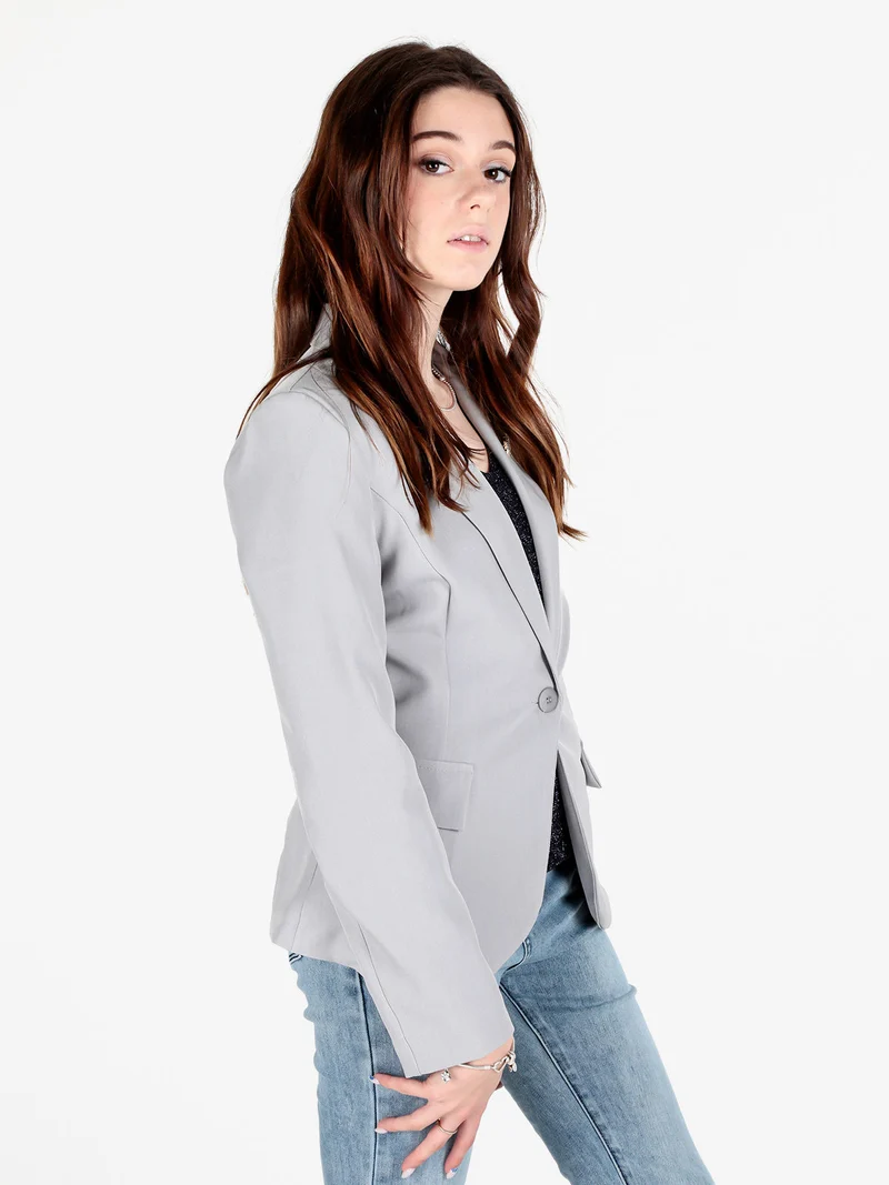 Blazer donna classico con spilla di strass - grigio