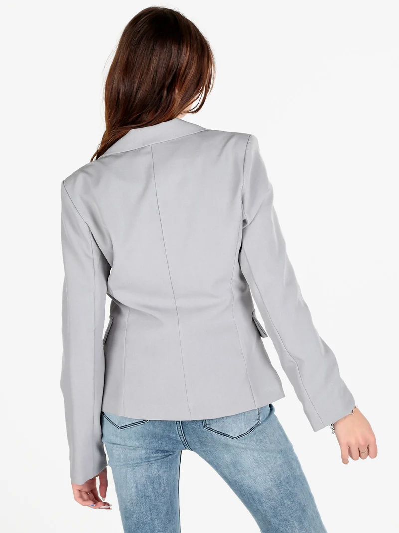 Blazer donna classico con spilla di strass - grigio