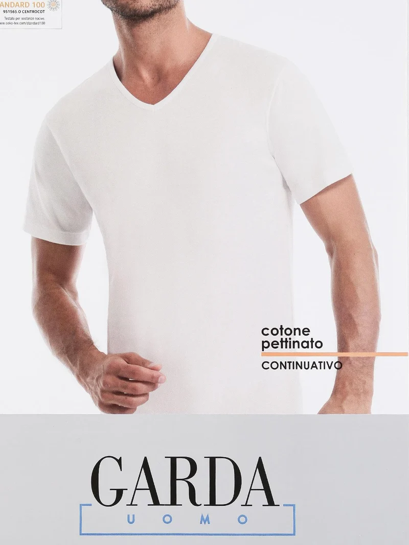 T-shirt intima uomo scollo V in cotone - nero